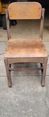 Vintage Mid Century Child's School Chair Metal Wood Kindergarten Chair  • $35