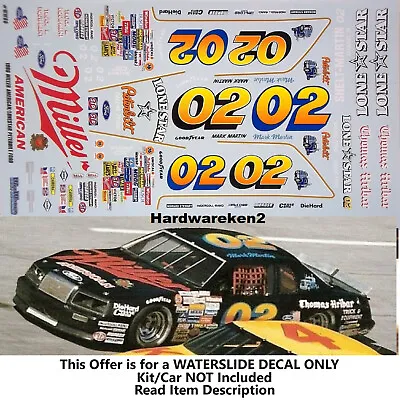 Nascar Decal # 02 Miller - Thomas Hribar 1986 Ford Thunderbird Mark Martin 1/24 • $24