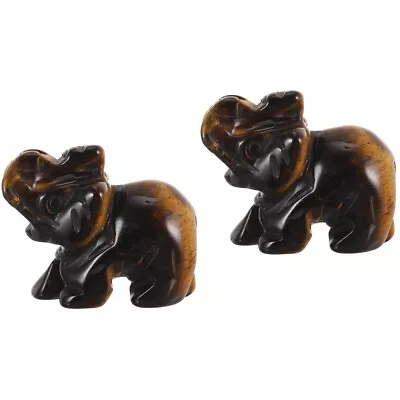  2 Pack Elephant Ornaments Aventurine Jade Rose Feng Shui Figurines • £16.28