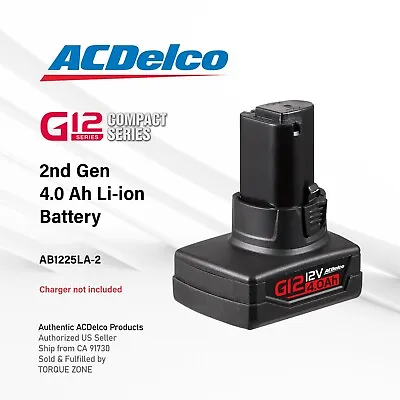 ACDelco AB1225LA-2 G12 Series 12V Li-ion Battery Pack - 2nd Generation 4.0 Ah • $39.99