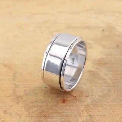 £29.45 • Buy Mens Womens Plain Wide 925 Sterling Silver Spinning Thumb Finger Band Ring 11mm