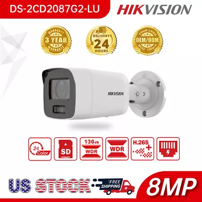 Hikvision Camera AcuSense 4K ColorVu 8MP MIC POE IP Camera DS-2CD2087G2-LU 4mm • $192.99