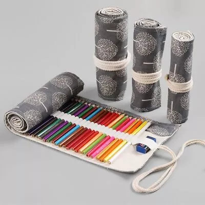 Tree Printing Pen Curtain Makeup Brush Storage Roll Up Pouch  Students Gift • $9.56