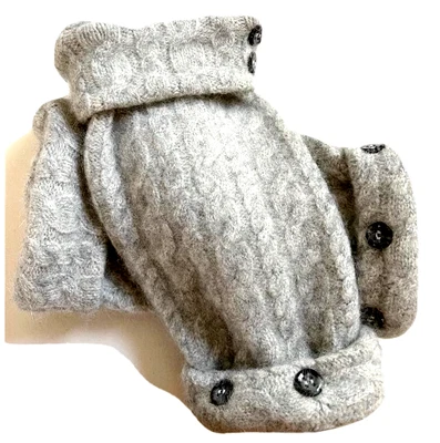 $33.49 • Buy Fingerless Gloves Gray Cashmere Angora M - L Medium - Large Grey Mittens Women's