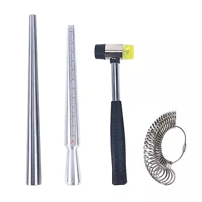 4 Pcs Jewelers Tools Rubber Hammer Ring Mandrel Sizer And Metal Sizing • $21.99