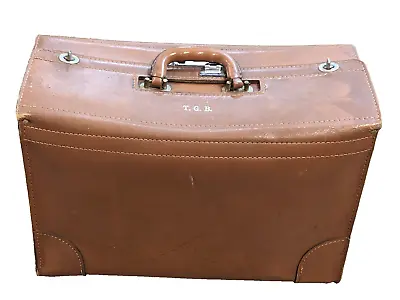 1960s Leather Combination Pilot Briefcase Doctor Lawyer File Bag Case Unlocked • $90