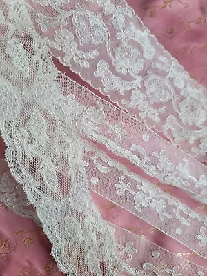 3 Picoted Vintage Lace French Trim ALENCON Hand Made  Cotton Needle Wedding  • $24.99