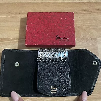 Vintage Black Leather Key Folding Wallet Organizer Pocket Sheldon Of California • $8.50