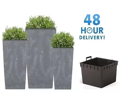 Tall Planter Plant Pot Square Concrete Effect Flower Indoor Outdoor Garden Patio • £19.49