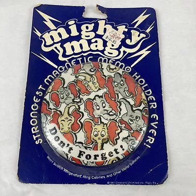 Vtg 1981 Elephant Refrigerator Magnet Mighty Mag Memo Holder ‘Don’t Forget’ 4” • $10.55