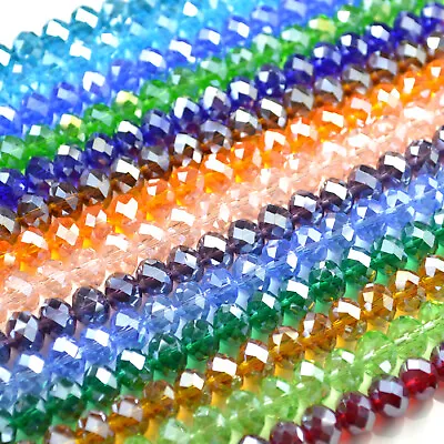 Faceted Rondelle Crystal Glass Beads Lustre 4mm6mm8mm10mm - Pick Colour • £2.05