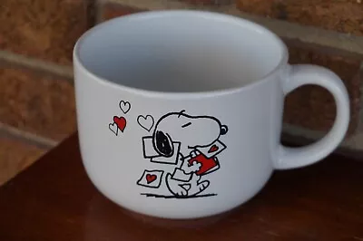 CUP Mug Stoneware White SNOOPY Love Letter Red HEART Mail Valentines Card Coffee • $9.44