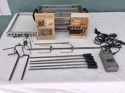 Farberware Open Hearth Broiler & Rotisserie Grill 455 W/ Shish Kebab & Manuals • $199.99