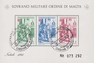 Sovereign Military Order Of Malta Souvenir Sheet Year 1981 Control # 073292. CTO • $1.95