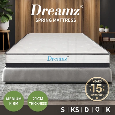 $254.99 • Buy Dreamz Pocket Spring Mattress Bed Queen Double King Single Foam Medium Firm 21CM