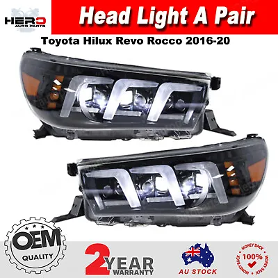 $730 • Buy For Toyota Hilux Revo Rocco 2016-20 Pair Full LED DRL Sequential Head Light Lamp