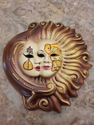 Sun Moon Music Notes Gold Brown Venetian Wall Mask • $14