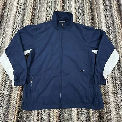 Vintage Nike Jacket Men Large Blue White Track Suit Coat Warm Up Windbreaker Y2K • $29.91