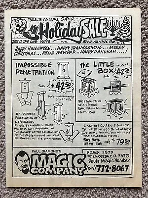Vtg 1990's Paul Diamond's Magic Company Holiday Novelty Catalog Ft Lauderdale FL • $13.95