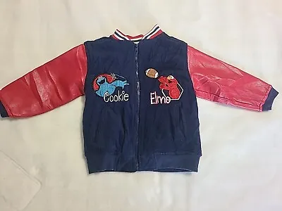 Sesame Street Varsity Size 3T ELMO And Cookie Monster Bomber Jacket Embroidered  • $16.95