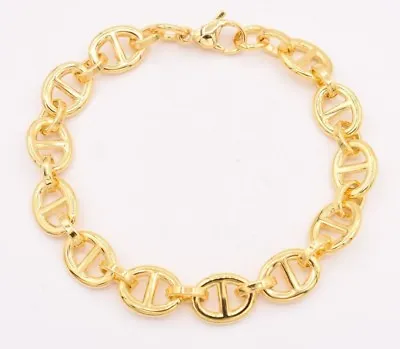 Puffed Mariner Anchor Bracelet 14K Yellow Gold-Plated Stainless Steel • $25.84