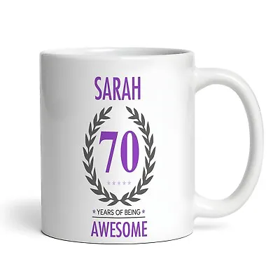 70th Birthday Gift For Women Purple Ladies Birthday Present Personalised Mug • £12.95
