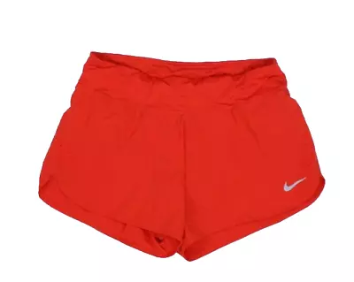 Nike Dri Fit Eclipse 3  Running Shorts Red Built In Brief Zip Pockets Womens XL • $13.99