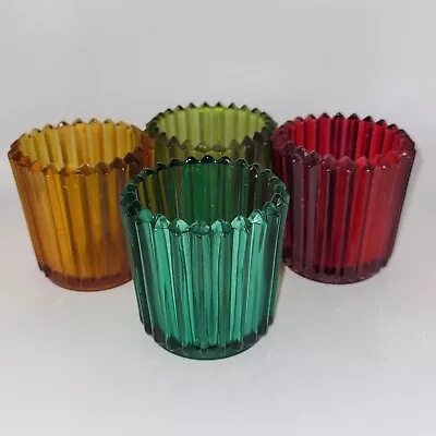 (4) Ribbed Glass ~ Votive Candle Holders ~ Toothpick Holders • $7.50