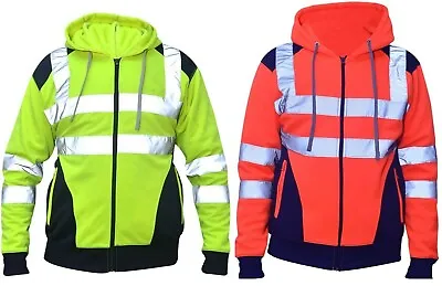 £13.99 • Buy Hi Viz Vis High Visibility Jacket Hoodie Work Zip Hooded SweatShirt Fleece M-3XL