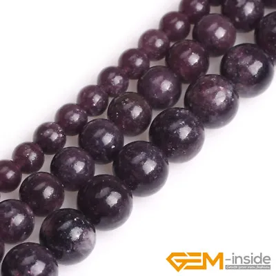 $5.02 • Buy Natural Stone Purple Lepidolite Round Beads For Jewelry Making 15  6mm 8mm 10mm