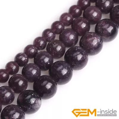 Natural Stone Purple Lepidolite Round Beads For Jewelry Making 15  6mm 8mm 10mm • $5.02