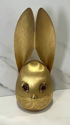 Vintage Napier Brushed Gold Tone Rabbit Pronged Eyes Coin Bank • $35