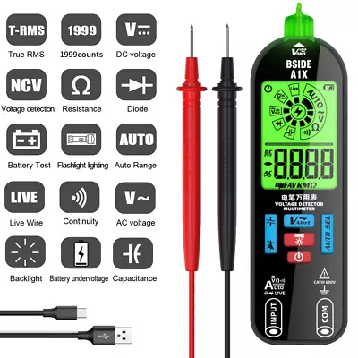 Mini Digital Multimeter Smart Auto Ranging Rechargeable DC/AC Voltage Resistance • $22.99