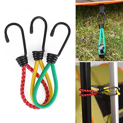 3PCS Mini Bungee Cords With Hooks Elastic Straps Bungee Cords For Camping Tent • $8