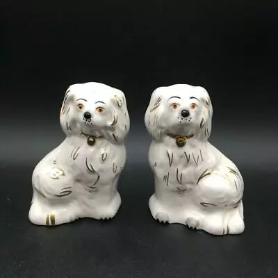 Pair Of 2 White Beswick Spaniel Dog Figurines E4330 • £77.16