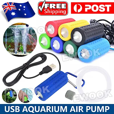Ultra Silent Portable Mini USB Aquarium Fish Tank Oxygen Air Pump Energey Saving • $11.95