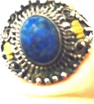 Sterling Silver Class Ring 925 W/ Lapis Lazuli Stone Fits Size 6 To 7 Ring Size • $40.80