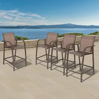 Aluminum Outdoor Bar Stool Set Of 4 Patio Counter Height Stools & Bar Chairs • $324.99