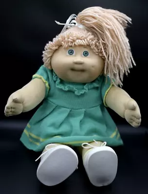 1984 JESMAR  HM3 Cabbage Patch Kids Girl Doll HTF Jesmar Knit Green Dress Wheat • $22.59