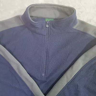 Cabelas Jacket Mens Large 1/4 Zip Blue Gray Thermal Fleece Pullover Coat Outdoor • $19.97