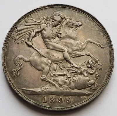 1895 Britain Crown XF Silver Victoria Coin British UK • $41