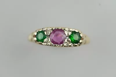 MAGNIFICENT Tsavorite Garnet Romantic 9ct English LOVE Ring • $680