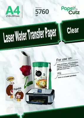 £4.98 • Buy Water Slide Decal Paper A4 LASER Waterslide Transfer Paper