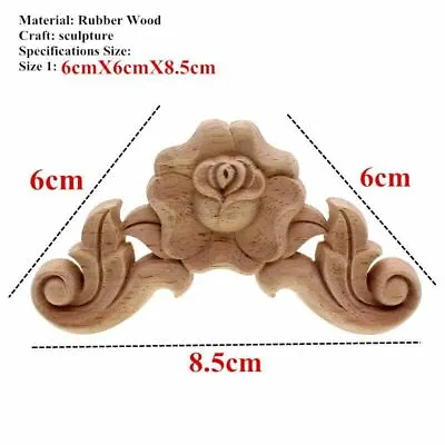 $3.99 • Buy Wood Carved Onlay Applique Unpainted Furniture Door Cabinet Decoration Figurine