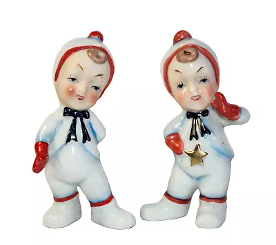 2 Vintage Elf Pixie Figurine Stars Japan 1950s Snow Baby Santa's Helper Ucagco • $38.95