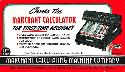 Early Calculator Marchant Calculating Machine Company Early Ink Blotter • $12