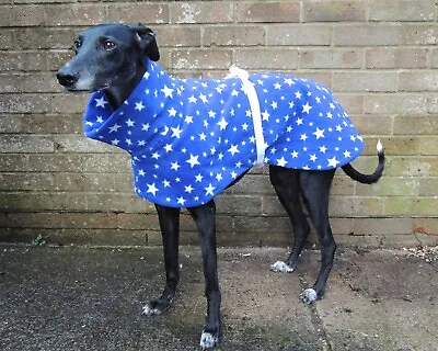 £21 • Buy Greyhound / Lurcher / Whippet Dog Fleece House Coat - Blue & White Stars Design