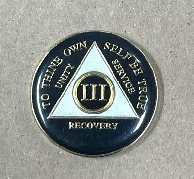 Year III / 3 Alcoholics Anonymous AA Enamel Sobriety Medallion Chip Coin • $14.99