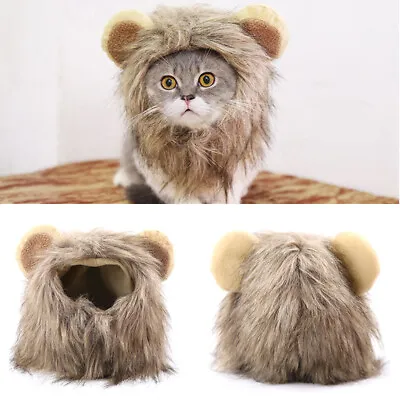 £4.55 • Buy Pet Dog Hat Costume Lion Mane Wig For Cat Halloween Dress Up With Ears Cute
