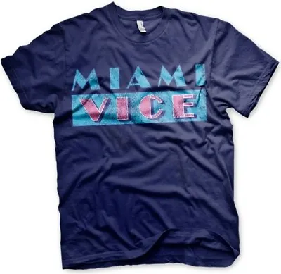 Miami Vice Distressed Logo T-Shirt Navy • £25.70